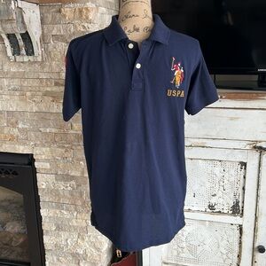 U.S. Polo Association USPA short sleeve navy polo shirt horse emblem preppy